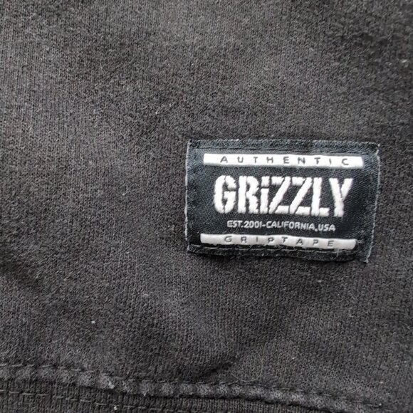Grizzly Grip Tape Men's Black Crewneck Pullover Graphic Logo Spellout, Size XL - Picture 4 of 7